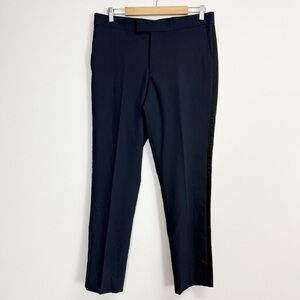 Nordstrom Rack Pants Mens 34W Navy Blue Black Stripe Tuxedo Slim Fit Dress